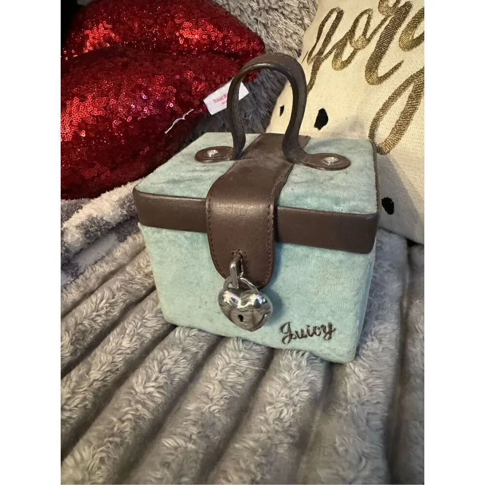 Juicy Couture vintage y2k velour square Jewelry Box bag pouch Case & Storage